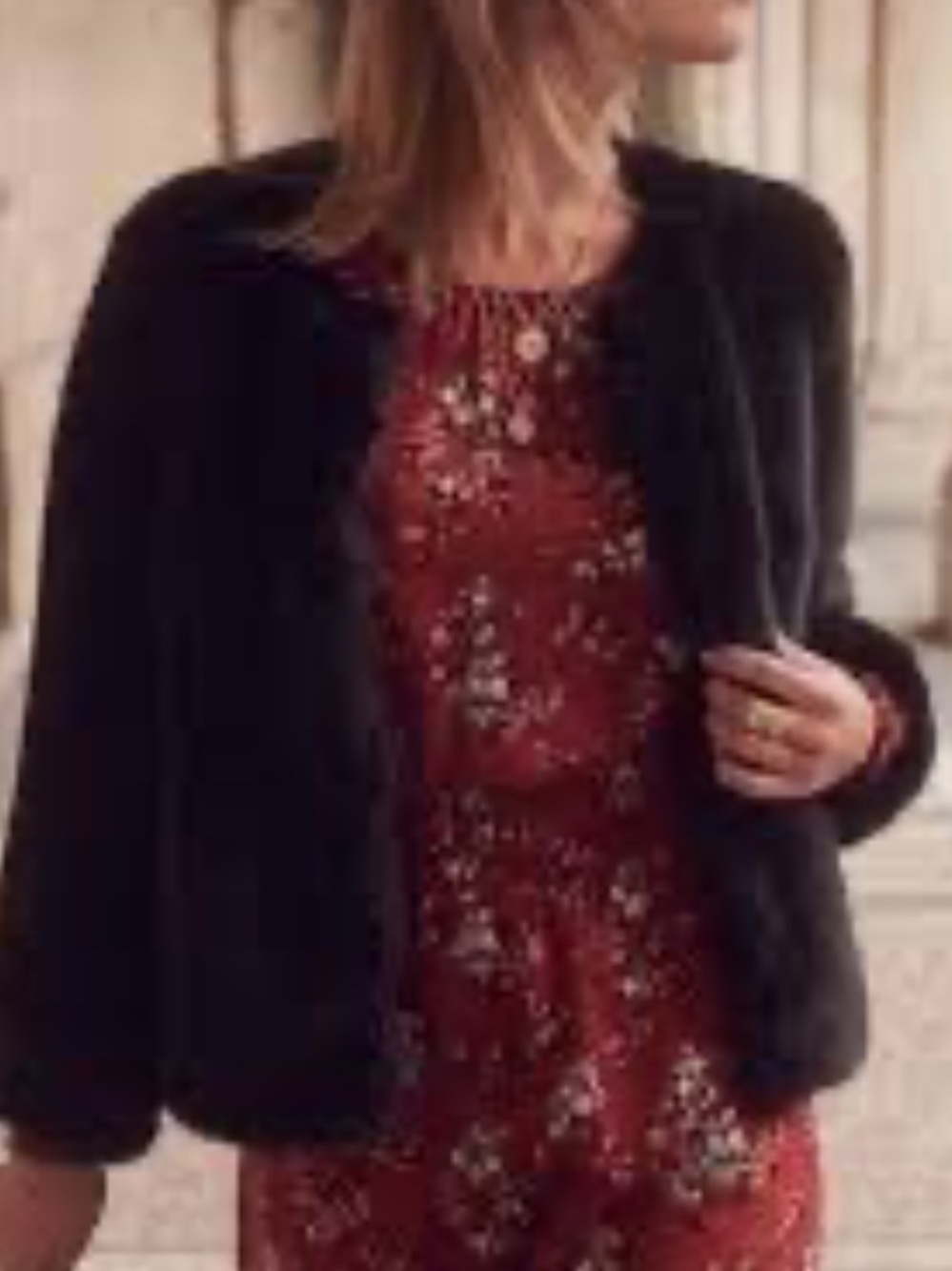 SEZANE Lio Faux Fur Black Jacket, Size 4